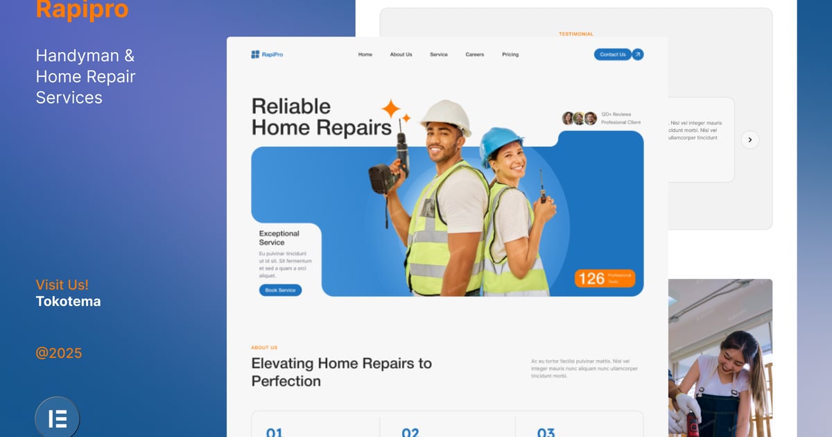 Rapipro Handyman & Home Repair Service Website Elementor Template